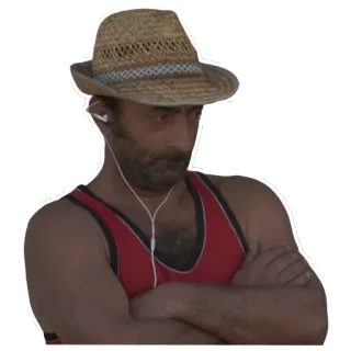 😠 11378e4e man, hat, tank top, arms crossed telegram sticker
