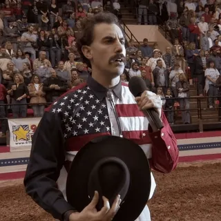 🎤 1a9ecc41 Borat Borat, Sacha Baron Cohen, commedia, film, personaggio, satira whatsapp sticker