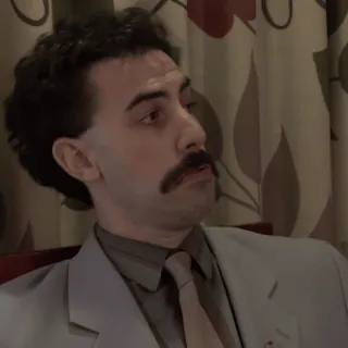 😎 e6a8dbb7 Borat Borat, Commedia, Satira, Sacha Baron Cohen, Personaggio, Kazakistan whatsapp sticker