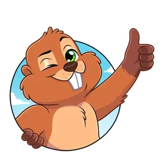 👍 522786d5 Kartun, Binatang, Berang-berang, Hewan pengerat, Lucu, Jempol ke atas telegram sticker