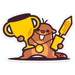 🏆 7a3b81ea บีเวอร์, ถ้วยรางวัล, เหรียญ, ดินสอ, น่ารัก, การ์ตูน telegram sticker