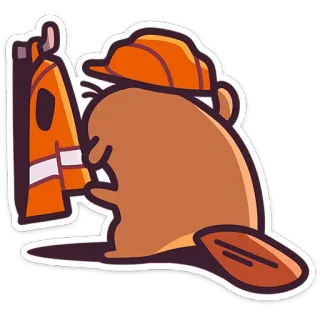 👋 cf1402d4 บีเวอร์, การ์ตูน, ก่อสร้าง, เสื้อกั๊กนิรภัย, สัตว์ telegram sticker