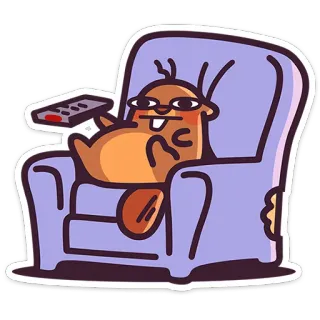 ☺️ d1cbe71e บีเวอร์, การ์ตูน, รีโมท, โซฟา, ชิล, พักผ่อน, ตลก, สัตว์ telegram sticker