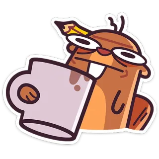 ☕️ d828e1c9 บีเวอร์, การ์ตูน, กาแฟ, แก้ว, สัตว์, ตลก, ดินสอ telegram sticker