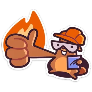 👍 13d007d0 бобр, огонь, палец вверх, мультик, животное, стикер telegram sticker