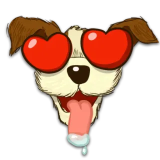 😍 7da5bbeb chien, amour, cœur, yeux, dessin animé, animal, autocollant whatsapp sticker