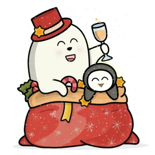 🎄 5809a60b 卡通, 庆祝, 企鹅, 圣诞节, 礼物, 假日, 冬天 telegram sticker