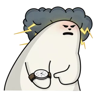 ⌚ 849c2a4b 卡通, 熊, 生气, 暴风雨, 手表, 时间 telegram sticker