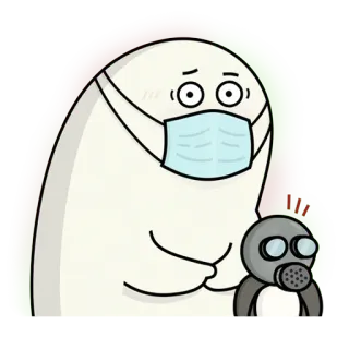 😷 c5f16e03 口罩, 卡通, 健康, 安全, 疫情, 防毒面具 telegram sticker