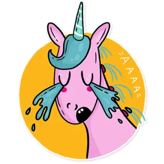 😭 1863001c AAAAA 유니콘, 우는, 스티커, 만화, 감정적인, 슬픈, 눈물, 분홍색, 파란색 telegram sticker