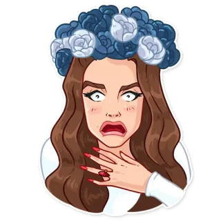 😨 2fee265f mulher, chocada, expressão, coroa de flores, desenho animado telegram sticker