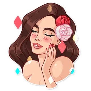 ☺️ 74fab45a mulher, flor, beleza, morena, retrato, adesivo telegram sticker
