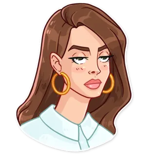 😒 9ce91c63 mulher, retrato, desenho animado, expressão facial, joias, estilo telegram sticker