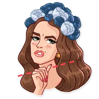 😡 b7fc9f54 mulher, retrato, flores, coroa, beleza, elegante telegram sticker