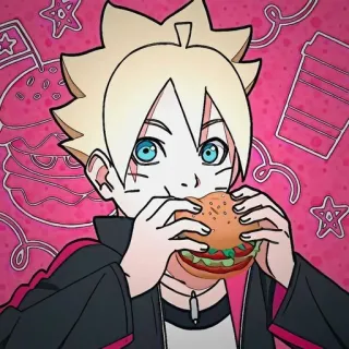 🌀 240a98a1 Boruto Uzumaki Boruto Anime, Boruto, Uzumaki, Makanan, Burger, Karakter telegram sticker