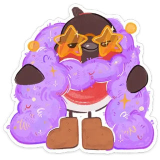 🤩 22b947f1 uccello, occhiali, stella, moda, carino, animale telegram sticker