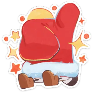 👍 69f82fb3 carino, pinguino, inverno, rosso, stelle, cartone animato, animale, chibi telegram sticker