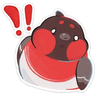 ‼️ a506d87c uccello, carino, esclamazione, rosso, adesivo, animale, cartone animato telegram sticker