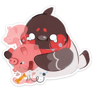 🤑 d9d895a5 Cartone animato, Maiale, Animale, Uccello, Carino, Adesivo telegram sticker