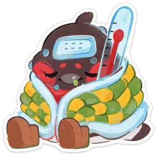 🤒 e94b7a57 malato, termometro, influenzato, raffreddore, influenza, avvolto, personaggio telegram sticker