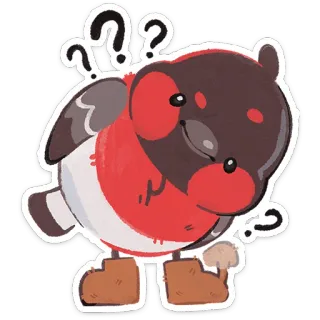 ❓ e9b57cc5 uccello, punti interrogativi, animale, cartone animato, carino, adesivo, confuso telegram sticker