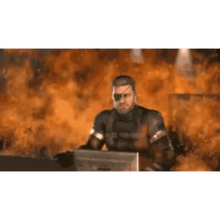 🔥 5bead54f Big Boss Metal Gear Solid ทหาร, สงคราม, ระเบิด, วิดีโอเกม telegram sticker