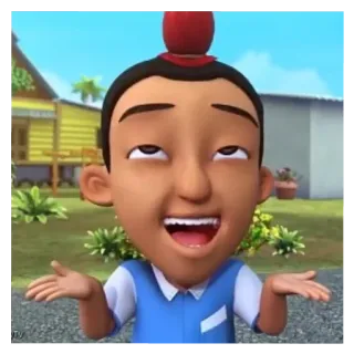 🏁 4d85ac03 Upin cartone animato, ragazzo, divertente, espressione whatsapp sticker