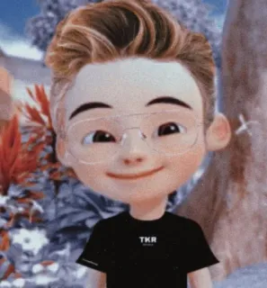 🏁 aa9e80ab TKR cartone animato, personaggio, occhiali, ragazzo, TKR whatsapp sticker