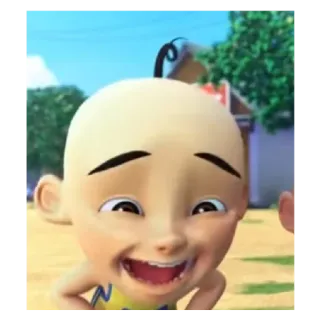 🏁 b3fb3881 Upin cartone animato, personaggio, Upin, bambino, sorriso whatsapp sticker