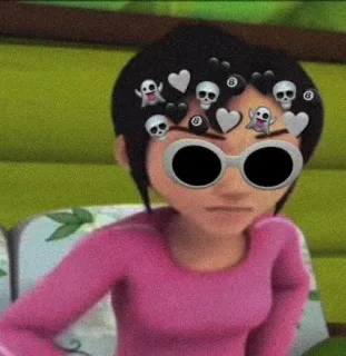 🏴 07a038cd kartun, karakter, stiker, kacamata hitam, tengkorak, hati, hantu telegram sticker