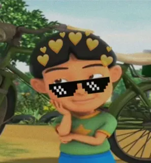 🏴 a64961ba kartun, anak, kacamata hitam, hati telegram sticker