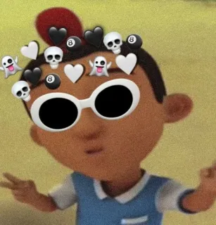 🏴 ae3f11e5 kartun, karakter, stiker, kacamata hitam, simbol perdamaian telegram sticker