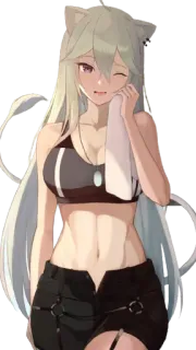 😍 e8a32261 애니메이션 여자, 고양이 귀, 운동, 피트니스, 운동, 만화, 애니메이션, 디지털 아트 telegram sticker