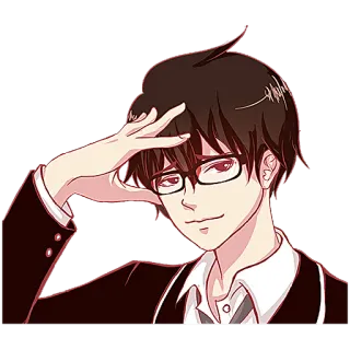 🙄 f3629c1b Anime, Manga, Karakter, Kacamata, Hormat, Cowok, Pria, Otaku telegram sticker