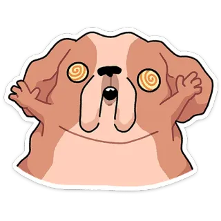 ⭐ 6be9e3e0 собака, мультфильм, смешной, наклейка, милый, глаза, выражение, мультяшная собака telegram sticker