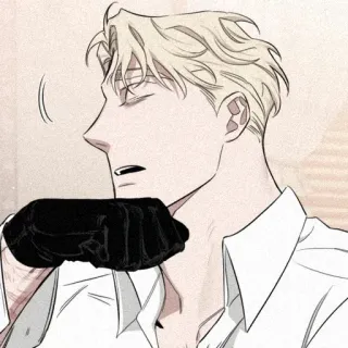 🌹 07a254ca man, blonde, gloves, serious, profile telegram sticker