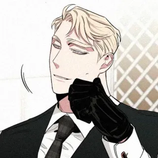🌹 0bf3659e man, gloved hand, blond hair, suit, elegant, character telegram sticker