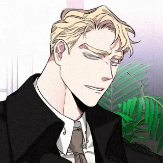 🌹 6abf9faf man, blond hair, portrait, anime style telegram sticker