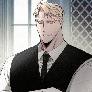 🌹 7d14f9e0 man, blond, anime, manga, smug, smirking telegram sticker