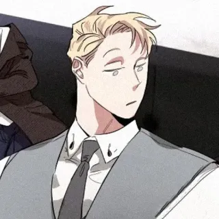 🥂 882d4e63 man, cartoon, blonde, serious, anime, blazer telegram sticker