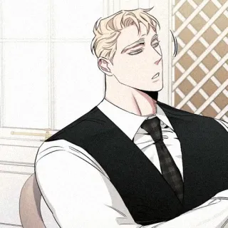 🥂 e25ed184 man, blonde, suit, tie, portrait, illustration telegram sticker