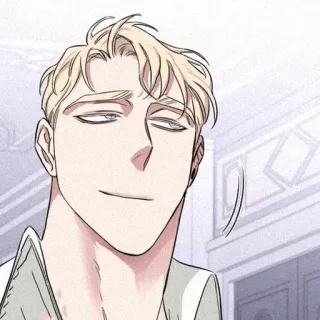 🥂 f4be0e84 man, portrait, smirking, blond hair, cartoon style telegram sticker