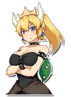 😕 386e1e3d Bowsette Боузетта, Nintendo, Фан-арт, Персонаж, Стикер telegram sticker
