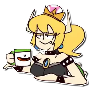 🍵 542e7f31 Bowsette боузетта, фанарт, nintendo, мем, пародия telegram sticker