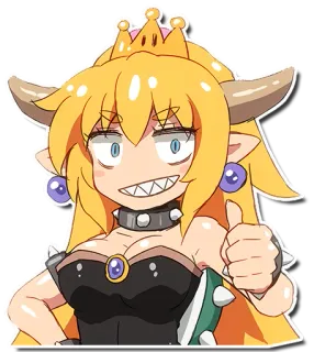 👍 5b92a61d Bowsette боузетта, видеоигра, nintendo, фанарт, корона, девушка-монстр telegram sticker