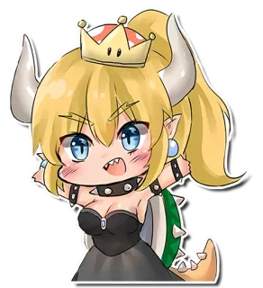 😁 614727d0 Bowsette Боузетта, Nintendo, Фанатское творчество, Наклейка, Аниме, Марио telegram sticker