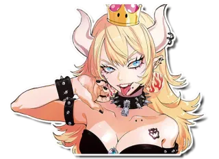 😝 a9bf87f9 Bowsette Боузер, Супер Марио, Фанатское творчество, Видеоигра, Нинтендо, Вайфу, Наклейка telegram sticker