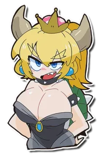 😏 c0dac419 Bowsette видеоигра, фанарт, монстр, принцесса, Super Mario, Боузер, рога, корона telegram sticker