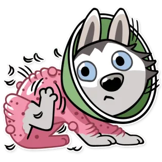 😷 5e40d2e3 개, 허스키, 애완 동물, 아픈, 콘, 만화 telegram sticker