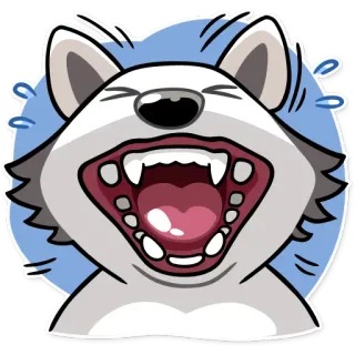 😂 915cb831 동물, 늑대, 입 벌림, 만화, 스티커, 이모티콘 telegram sticker